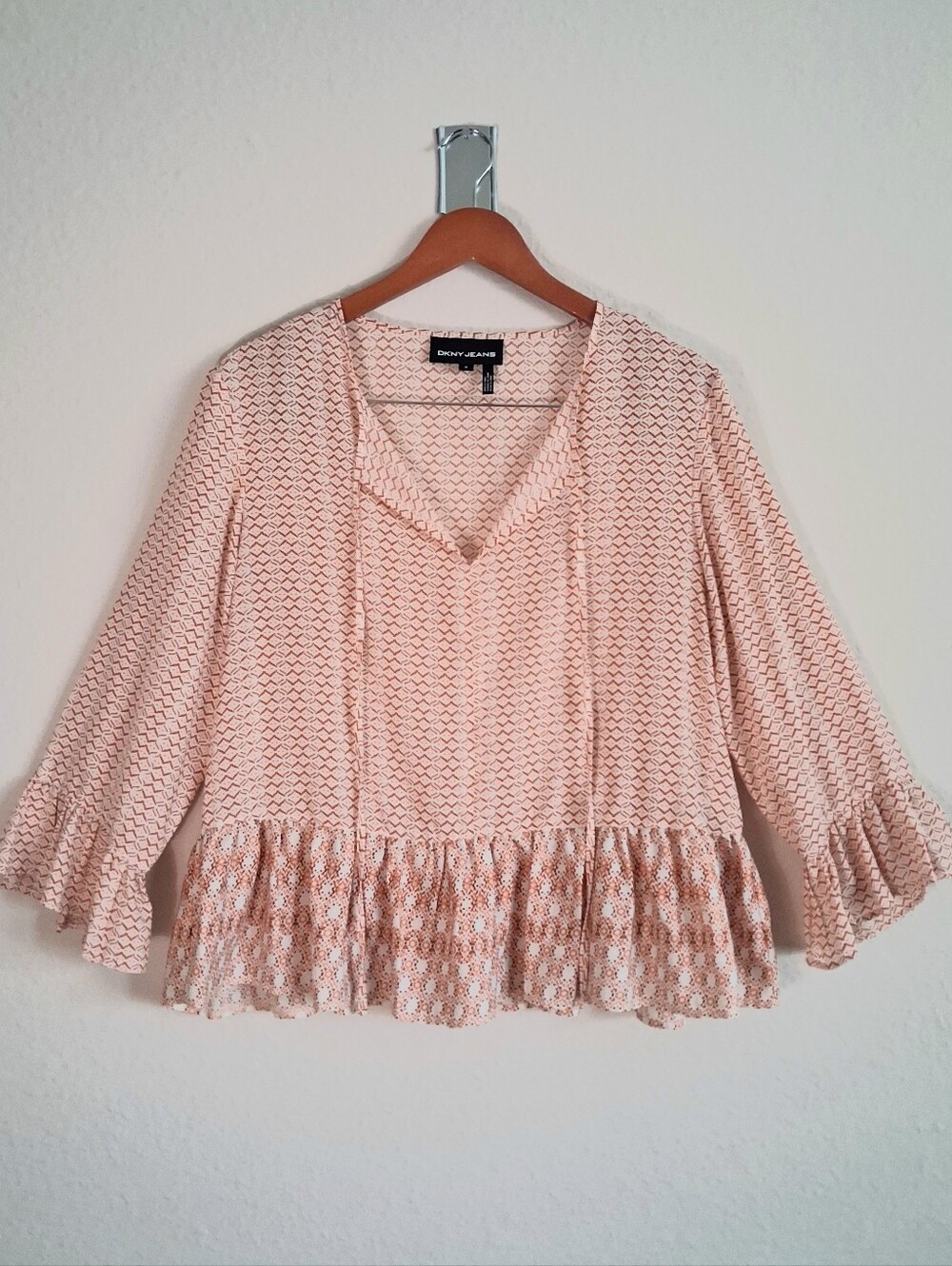 DKNY Jeans Ruffle Peasant Top